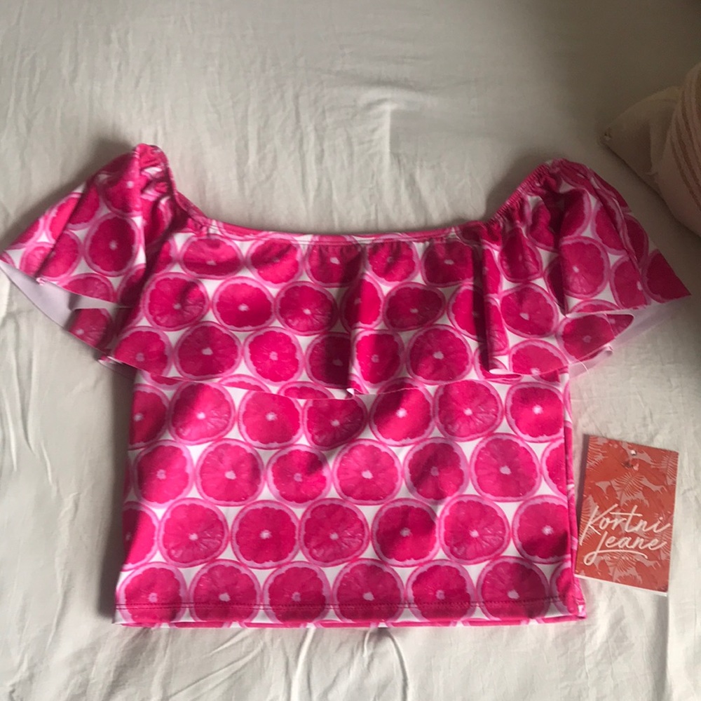 NWT Kortni Jeane Pink Lemon Swim TOP